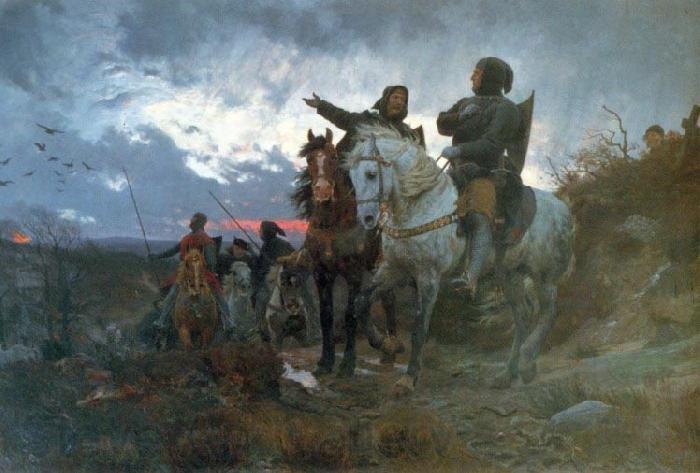Otto Bache De sammensvorne rider fra Finderup efter mordet pa Erik Klipping Skt. Cacilienat 1286 France oil painting art